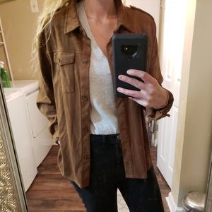NWT Calvin Klein Faux Suede Shirt Jacket